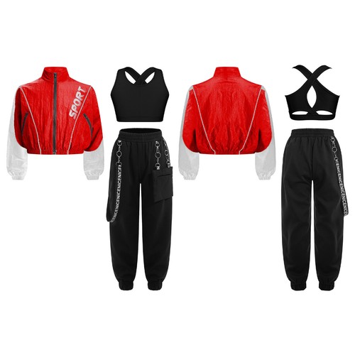 Kids Girls Crop Tops With Pants Junior Sweatsuit Casual Tracksuit Summer Sport - Picture 46 of 59