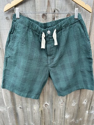 Albam Seersucker karierte Shorts grün Größe klein brandneu mit Etikett Oi Polloi