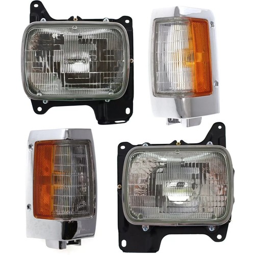 Grille Chrome + Headlights + Corner Lights For 1993-1994 Nissan D21/95-97 Pickup - Picture 3 of 10