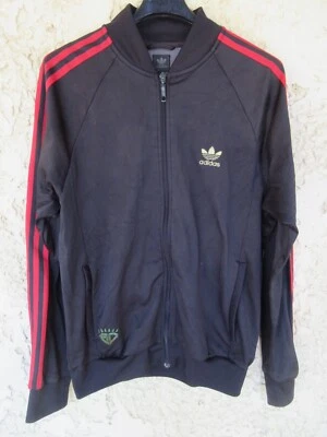 Veste ADIDAS rétro vintage noir rouge or doré sport jacket giacca Trefoil L - Photo 1/4
