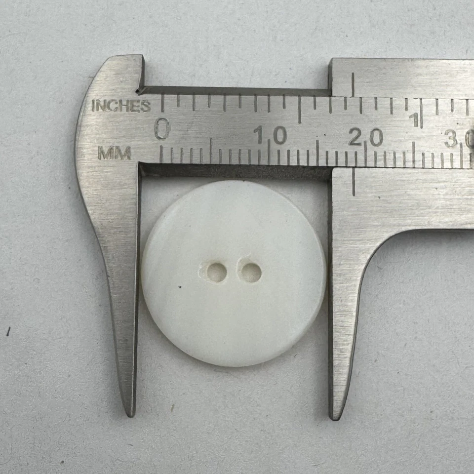 White Japanese Washibodo Shell Button PokerChip Flat Front/Back 18mm 7/16" 2hole - Image 3 of 3