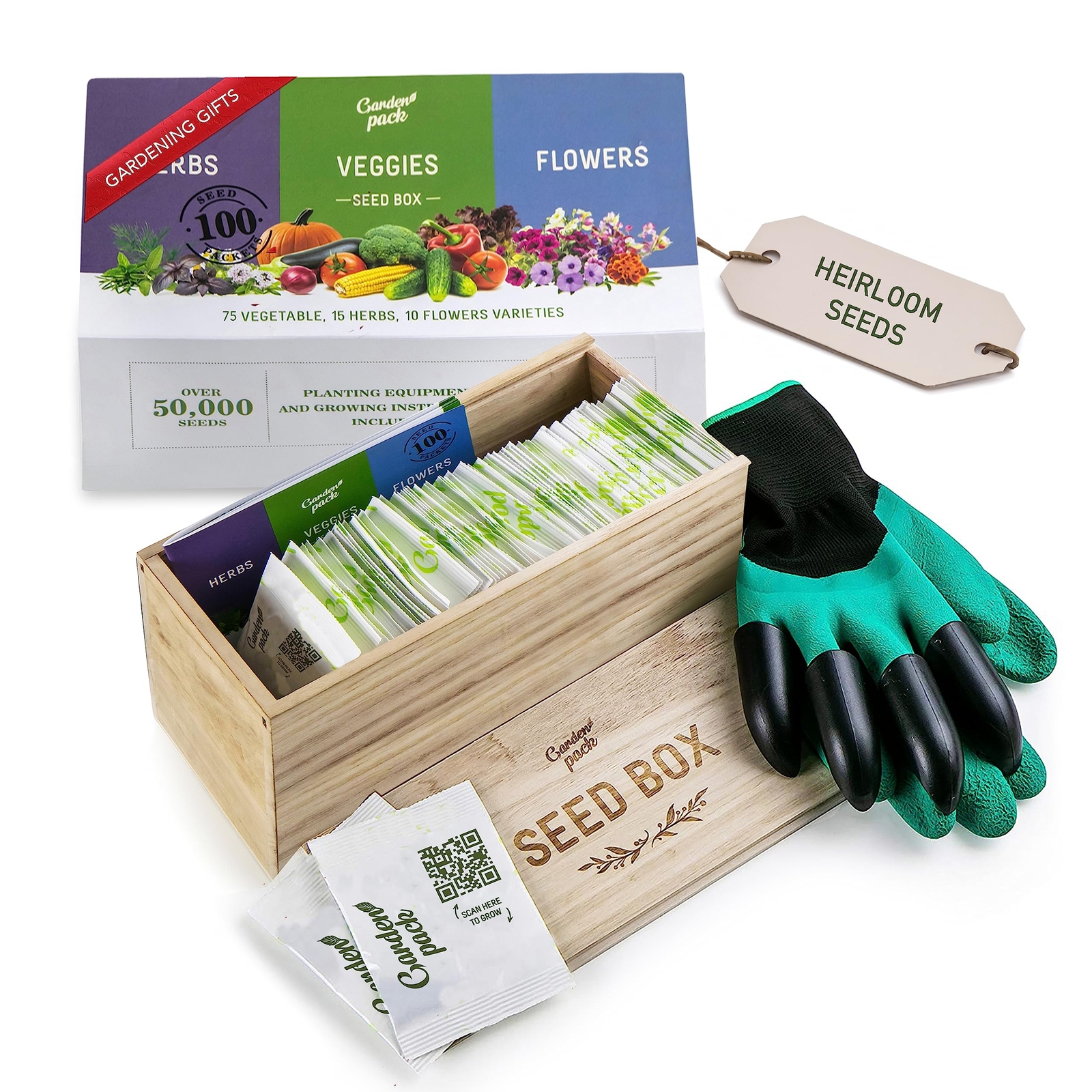 Grow Your Own Kit - 100 Varieties of Herb Flower and Vegetable Seeds - Garden...
