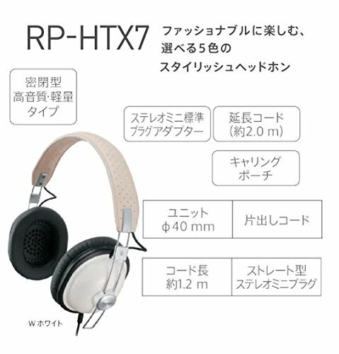 Panasonic RP-HTX7-W White Nostalgic design Headphones Retro Japan