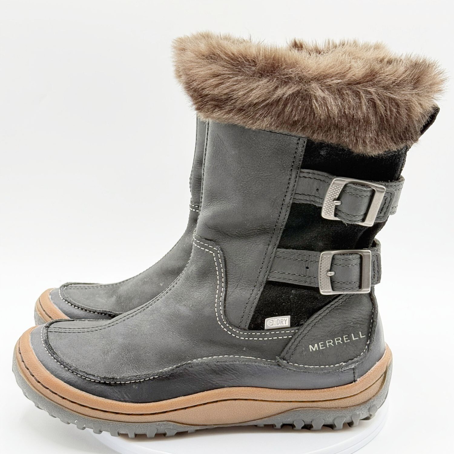 Stivali invernali Merrell Decora Chant Equinox taglia 6 5 donna nero gomma zip laterale