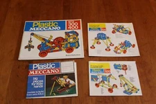 1970's Vintage Plastic Meccano Instruction Manuals Set 100 & 200, Sets 300 400