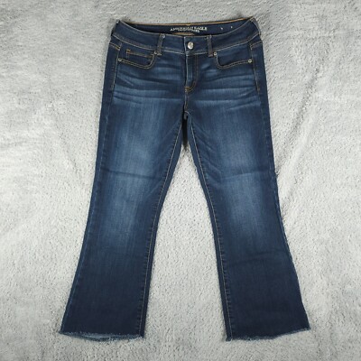 American Eagle Jeans Womens 10 Kick Boot Cut Mid Rise Super Stretch Hemmed  32X25