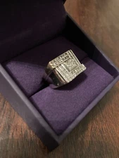 1/4 CT T.W. Diamond cluster Square Ring in Sterling Silver