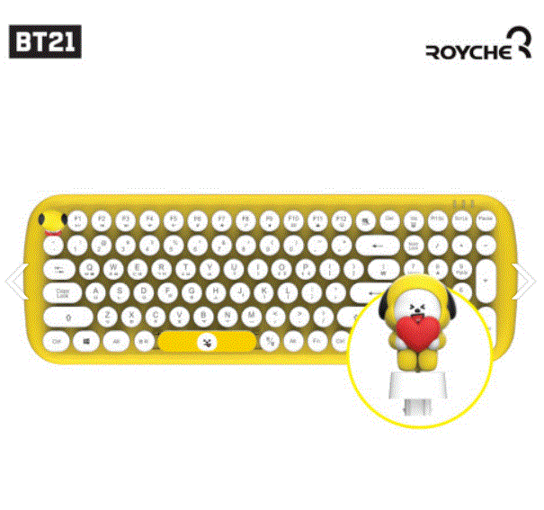 BTS] BT21 Retro Wireless Keyboard with Character figure Keycap