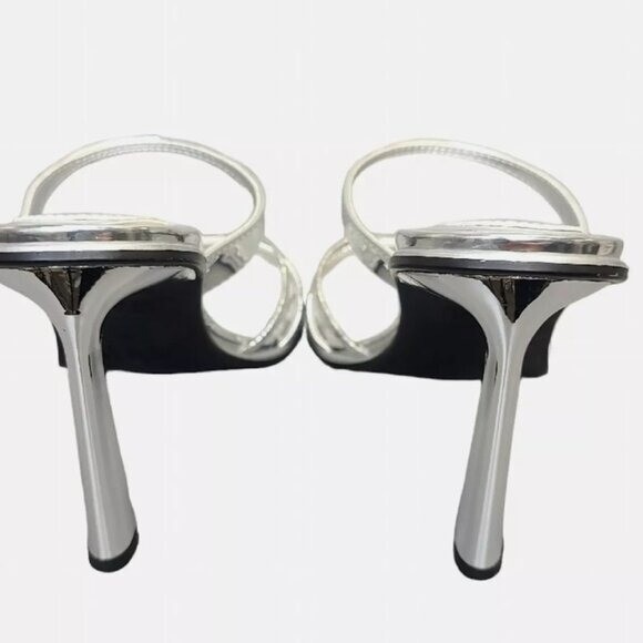 NWT ZARA Metallic Silver Strappy High Heel Sandals 3355/110