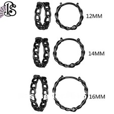 6pcs Curb Chain Wreath Huggie Hinged Hoop Earrings Stainless Steel Earrings Set
