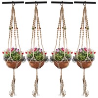Plant Hangers For Hanging Baskets Indoor Pemotech 4 Pack Macrame Jute 4 Legs ... on sale Plant Hangers For Hanging Baskets Indoor Pemotech 4 Pack Macrame Jute 4 Legs ... on sale