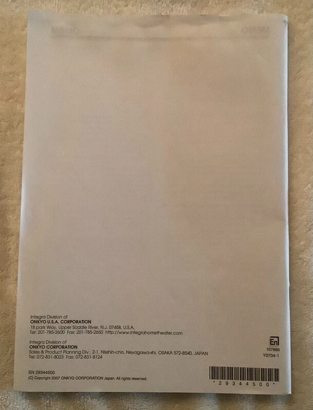 Integra DTR-5.8 AV Receptor Estéreo Instrucciones Manual de Usuario Original Foto 2 de 4