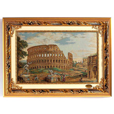 Arazzo da Parete Muro Arazzi Stile Antico Quadro di Roma Il Colosseo Cornice Oro