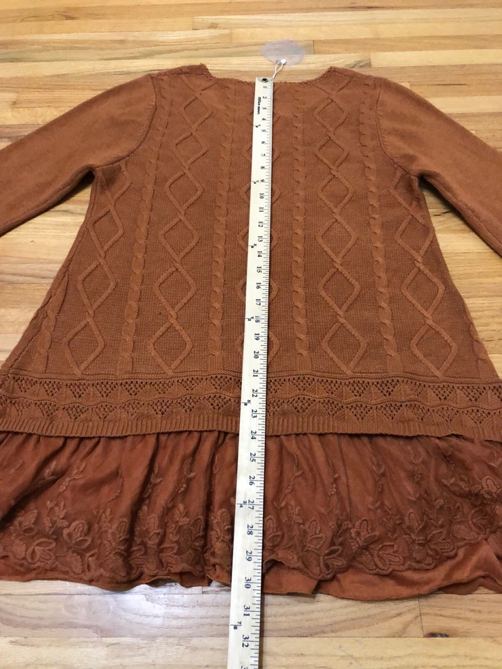 Simply Couture Feminino Tamanho G Malha Renda Babado Manga de Sino Camadas Boho Ano Novo - Imagem 3 de 4