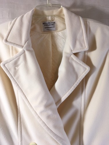 Wellington Fashions Womens White Career Coat Medium Kashmiracle Double Breasted - Picture 6 of 12