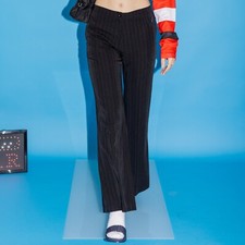 90's Vintage pinstripe straight slim fit bootcut trousers in black