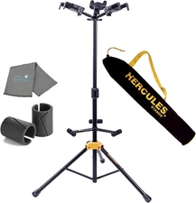 Hercules GS432B plus Triple Guitar Stand, Auto Grip System, Foldable Backrest, F
