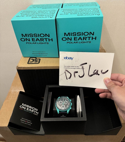 Swatch x Omega Bioceramic Moonswatch Mission To Earth POLAR LIGHTS - Fast Ship