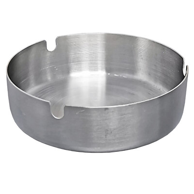 Aschenbecher Ascher Stahl flach gebürstet silber rund Gastro Bistro Party Garten