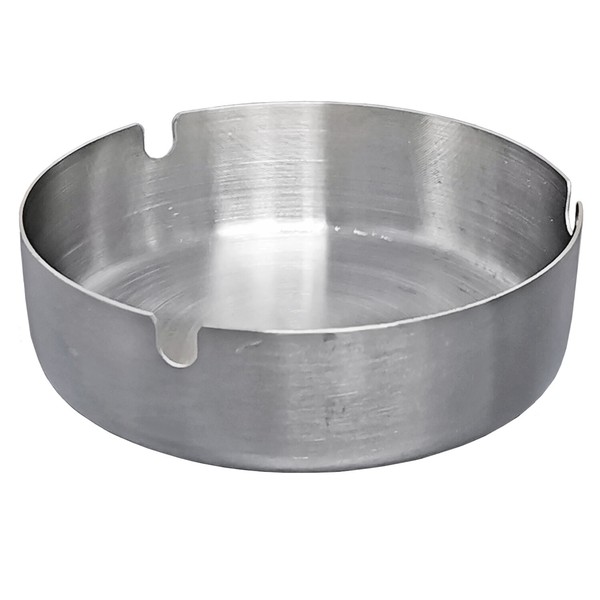 Aschenbecher Ascher Stahl Flach GebüRstet Silber Rund Gastro Bistro Party Garten-image