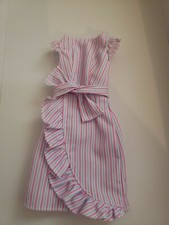 BARBIE DOLL PINK  BLUE STRIPED WRAPAROUND DRESS