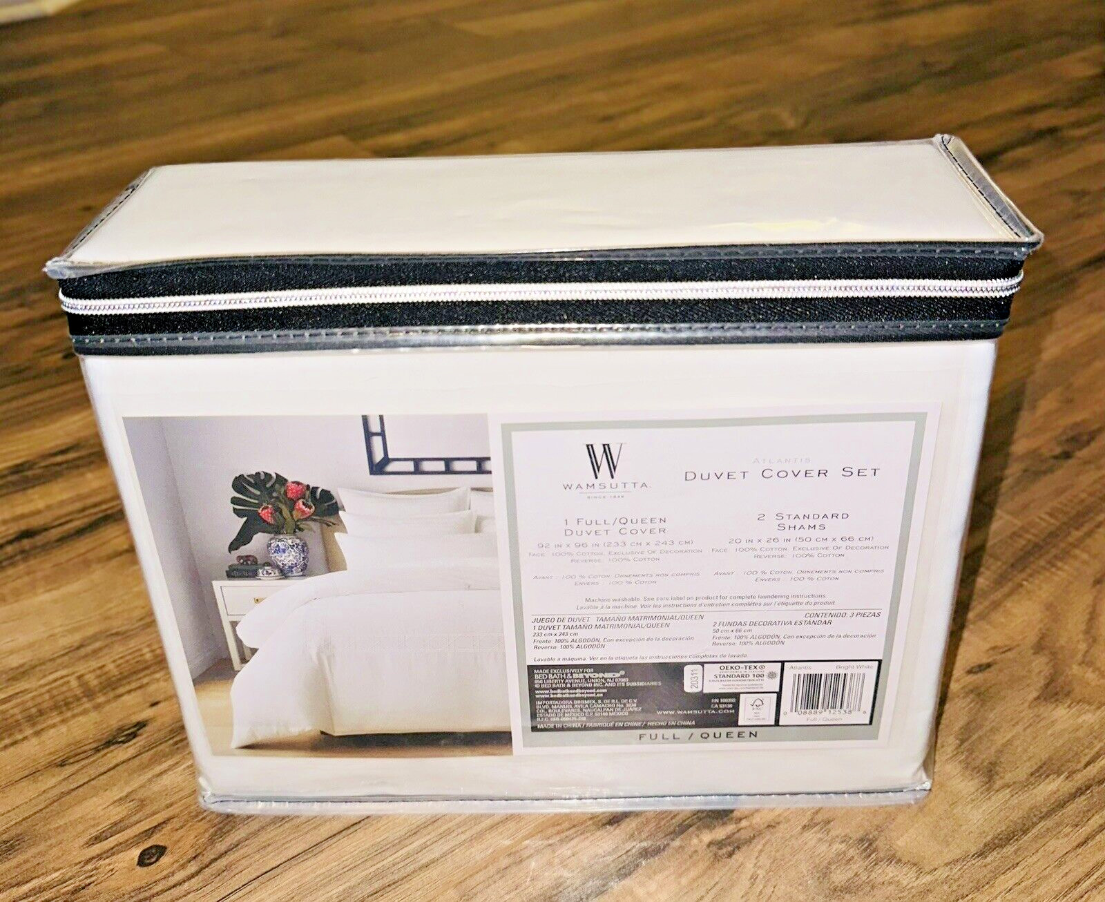 3-Pc Wamsutta Atlantis Trellis Embroidered Full-Queen Duvet Cover Set White