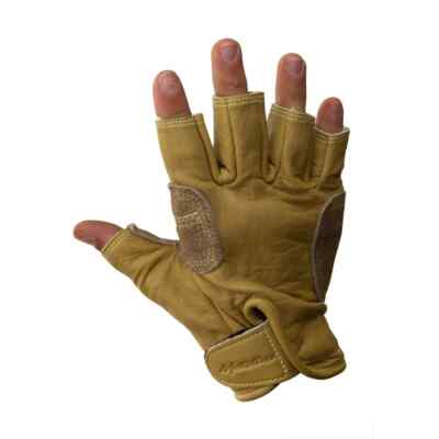 Metolius Belay 3/4 Finger Climbing Leather Gloves Unisex Color Natural Medium