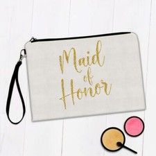 Gift Makeup Bag : Maid of Honor Faux Glitter Gold Wedding Bride Party Favors