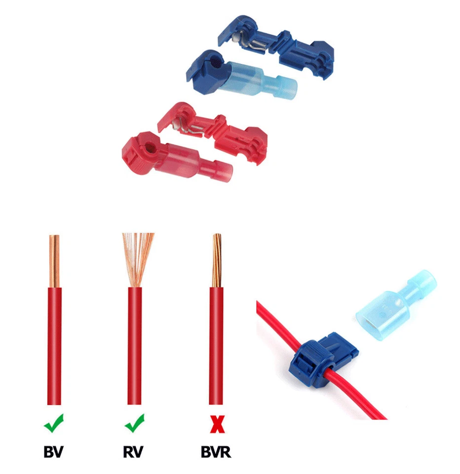 60pcs T-Taps Wire Terminal Connectors Insulated 22-10 AWG Quick Splice Combo Kit - Image 3 of 4