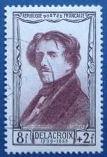 France oblitéré, n°892, 8F + 2F Eugène Delacroix, 1951