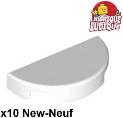Lego 10x Tile Round halbrund glatt Halbkreis 1x2 weiß/white 1748 NEU