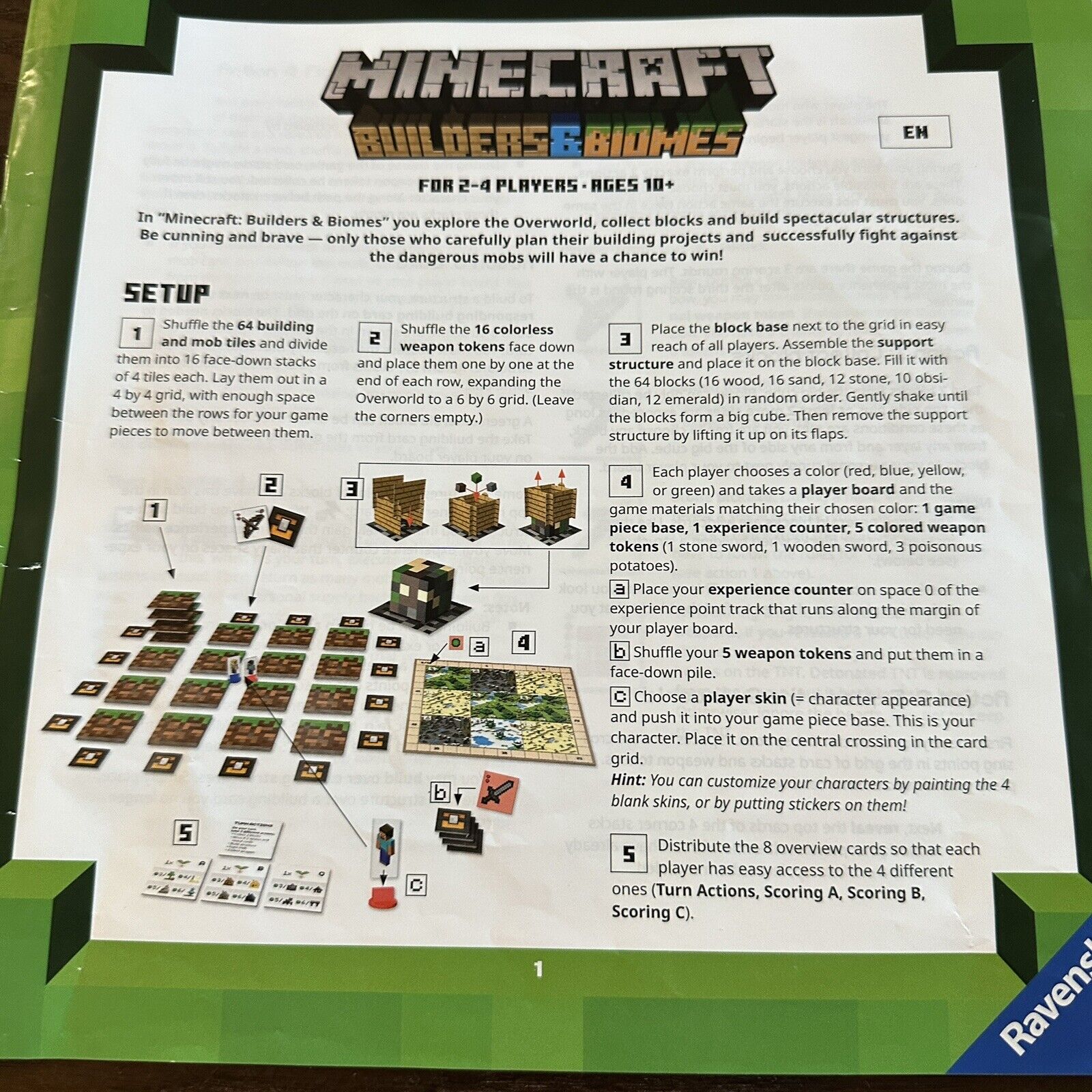 Ravensburger Minecraft: Builders & Biomes Strategy Board Game Family 2-4  Players