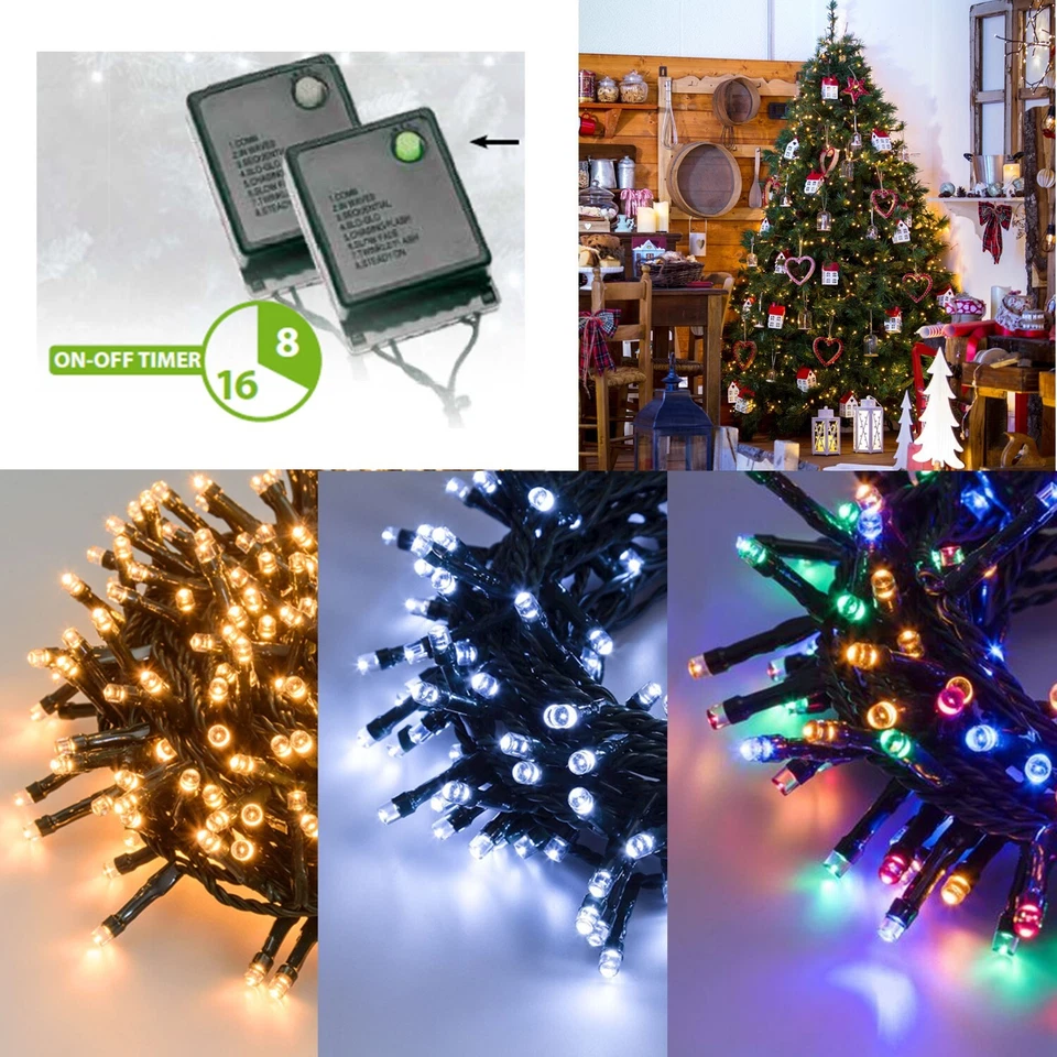 Lotti Luci di Natale LED Ø5mm Reflex Catene Natalizie Interno Esterno con Timer