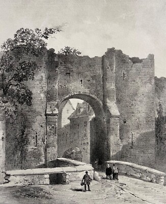 BONNEVAL Porte Saint-Roch Lithographie Um 1860 Eure-et-Loir Frankreich Europa