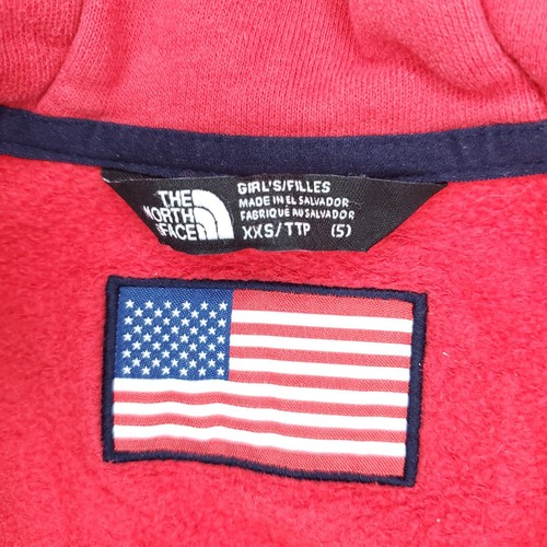 North Face Hooded Jacket Boys 5 / XXS Red Blue White American Flag USA Stars - Picture 5 of 10