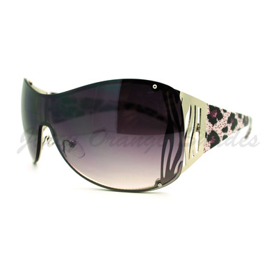 Womens Oversized Shield Sunglasses Trendy Sexy Animal Prints  display picture 2
