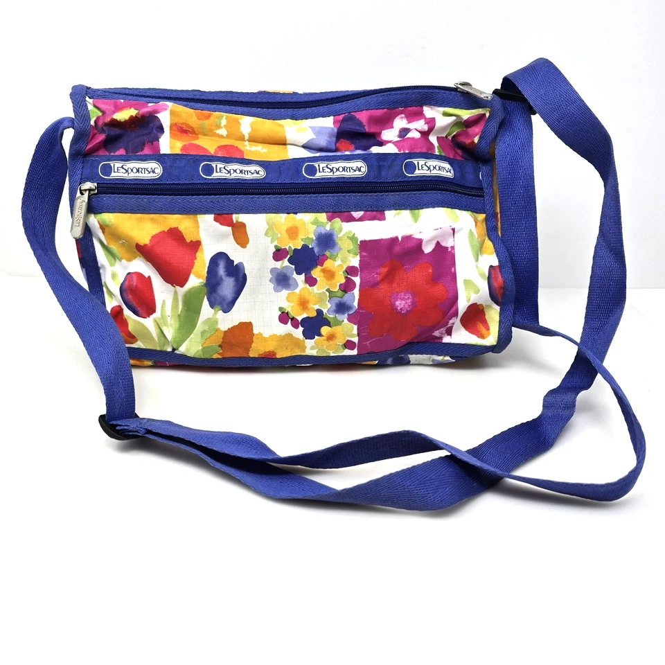 Le SportSac цветочный крест тела сумочка с отделениями нейлона упаковываемый винтажный США - Изображение 2 из 4