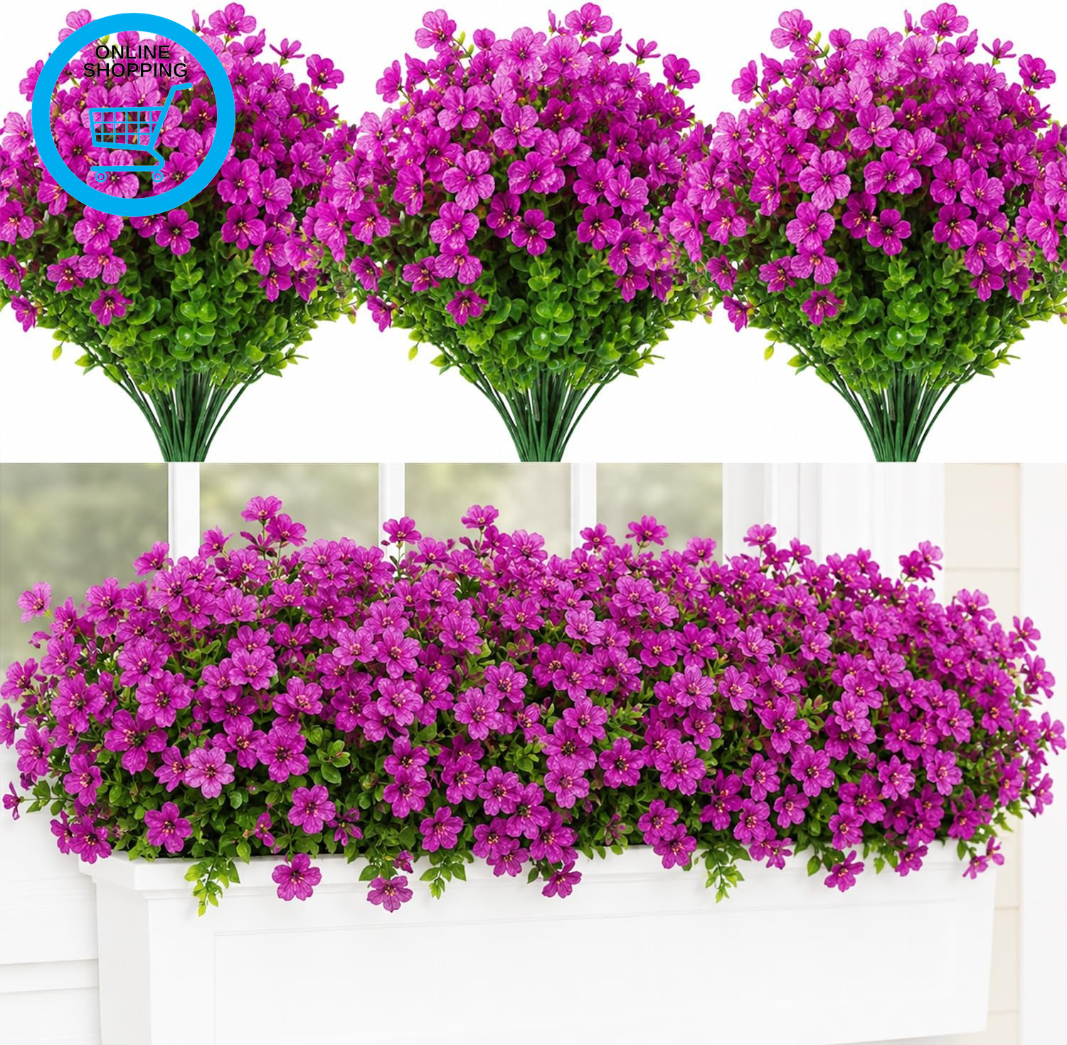 12 Bundles Outdoor Artificial Flowers UV Resistant Fake Boxwood Plants,Faux Plas