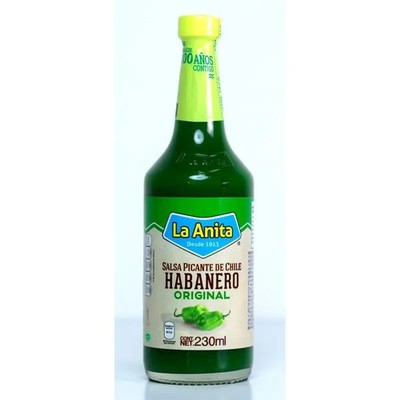 1-Salsa Picante La Anita De Chile Habanero Original 230 ml