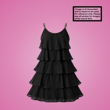 Black Vintage Style Classy Cocktail Layered Rhinestone Strap Party Dress Size 6