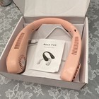 Pink Rechargeable USB Portable Neck Fan, Neck-Mounted Wearable Personal Fan — photo 1