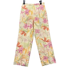 Talbots Pants Womens 8 Petite Floral colorful Straight Lined Silk blend NEW!