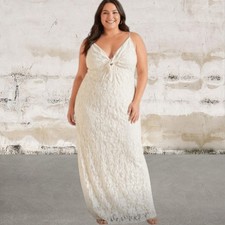 NSR $98 Napean Sea Rd Cream Knot Front Lace Midi Dress Size XL NWOT
