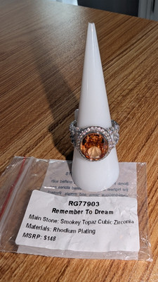 Bomb Party Ring RG77903 ''Remember To Dream'' Smokey Topaz /Rhodium Plating Size 8