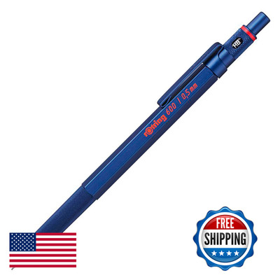 Rotring 600 Mechanical Pencil 0.5 Mm Blue Full-Metal Pencil Body Hexagonal