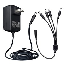 UL Listed 12V 2A 10ft Long Power Supply Adapter, AC 12V2A 1T4 Splitter, Black
