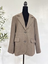 Vero Moda Houndstooth Blazer Size Sm Chocolate Brown Preppy Academia Oversized