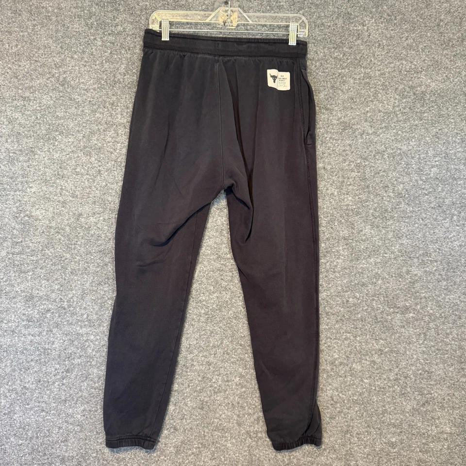 Under Armour Project Rock Pants Mens Medium Black Joggers Sweatpants Fleece - Image 2 of 4