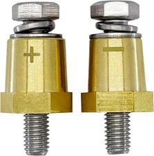 Ampper M8 Thread Brass Battery Terminal Charging Posts, Battery Post Adapter (+/