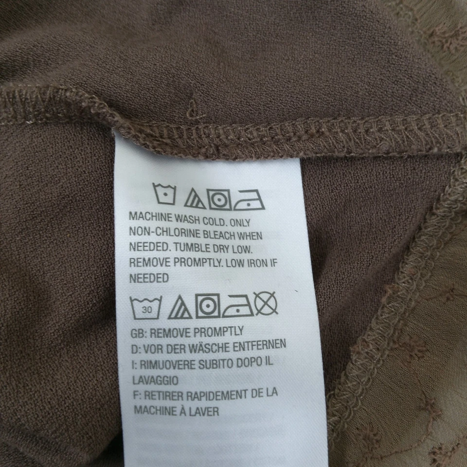 Top túnica mujer LOGO by Lori Goldstein talla L marrón dobladillo asimétrico ribete de encaje Foto 4 de 4